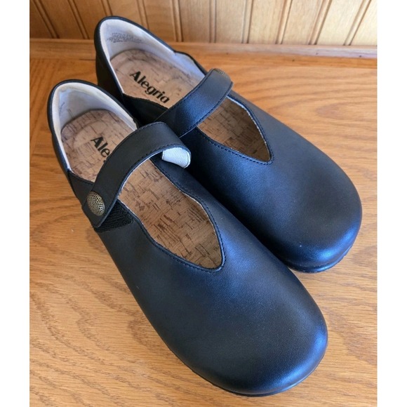 Alegria Shoes - Alegria Ophelia Black Leather Shoe Clog Womens US 8 EU 38 Excellent Allegria
